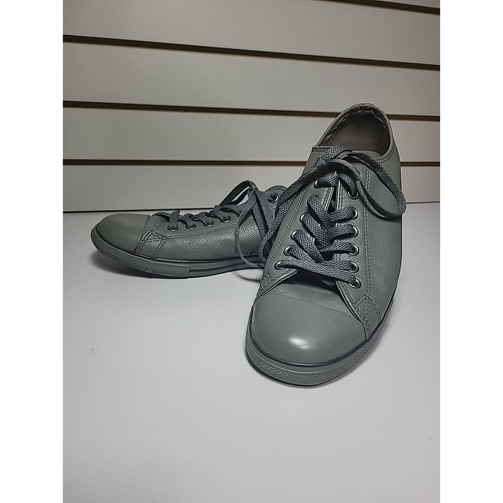 Converse All Star Gray Leather Low Top Tennis Shoes Grey Allover Mens 9.5